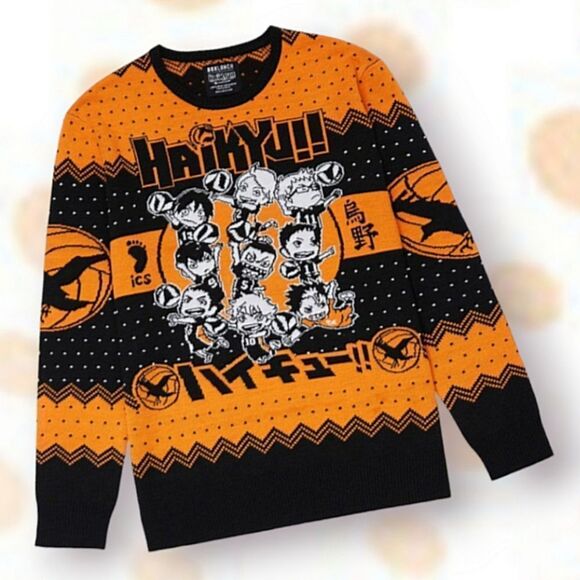 Haikyu!! Karasuno Crows Chibi Team Holiday Sweater - Picture 1 of 4